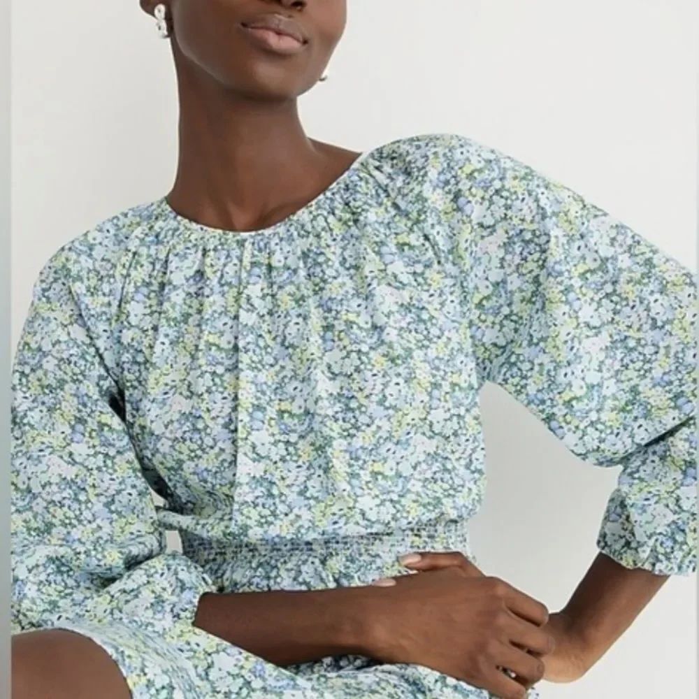 J.Crew Palermo smocked-waist mini dress in Liberty Thorpe Hill fabric M